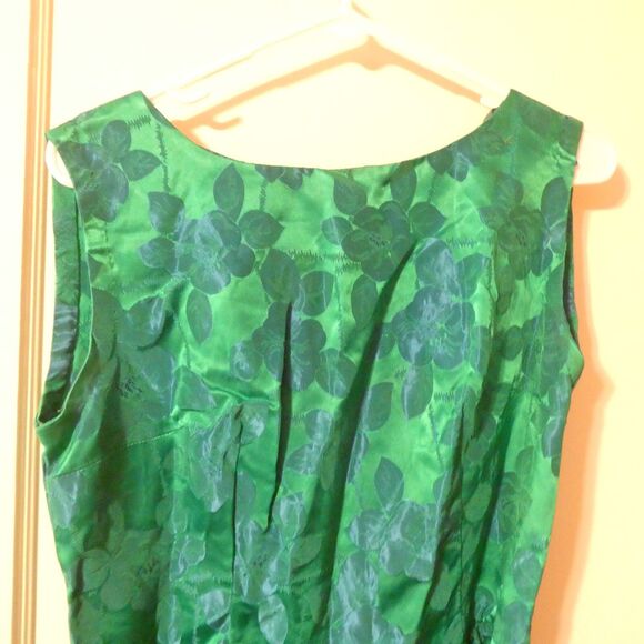 Blue Green Floral Brocade Sleeveless Sheath Dress w/Jacket Small 4 NEEDS TLC - Picture 1 of 16